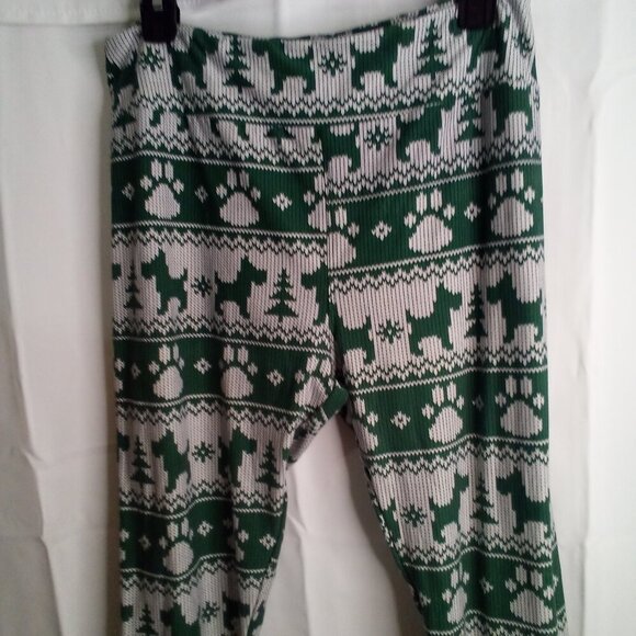 Lularoe Leggings Women Tall Curvy Plus Christmas Dogs Scottie Green White - Picture 3 of 13